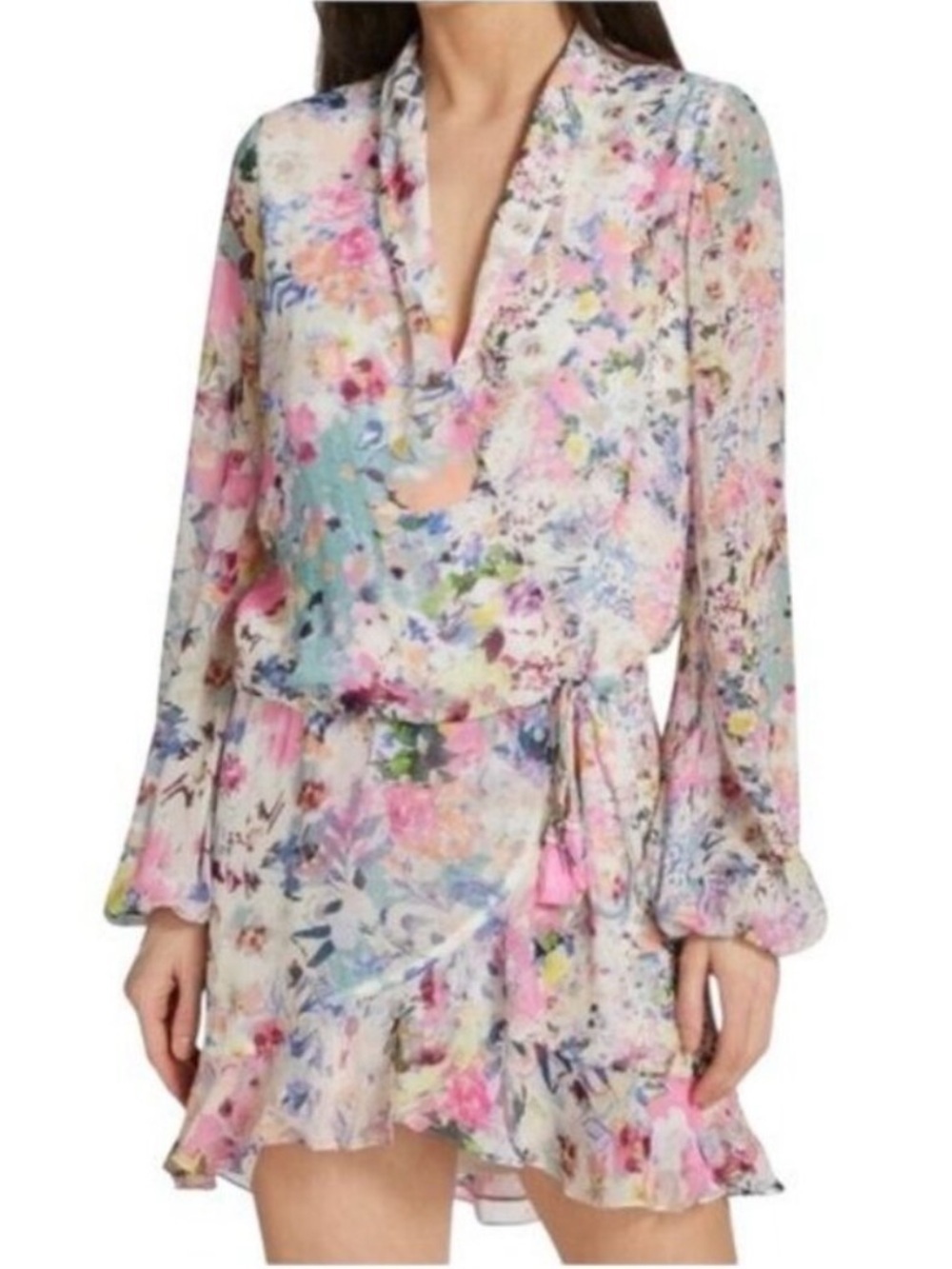 ROCOCO SAND Floral Lelia Print Wrap Mini Dress Size XS